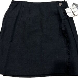 90s Woolrich Wool Fringe Wrap Skirt 14 Black Classic Old School Deadstock